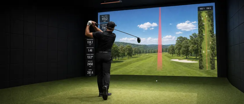 A wide view of a bay mid-swing.